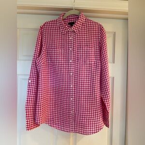 Talbots Women’s linen checkered button down shirt